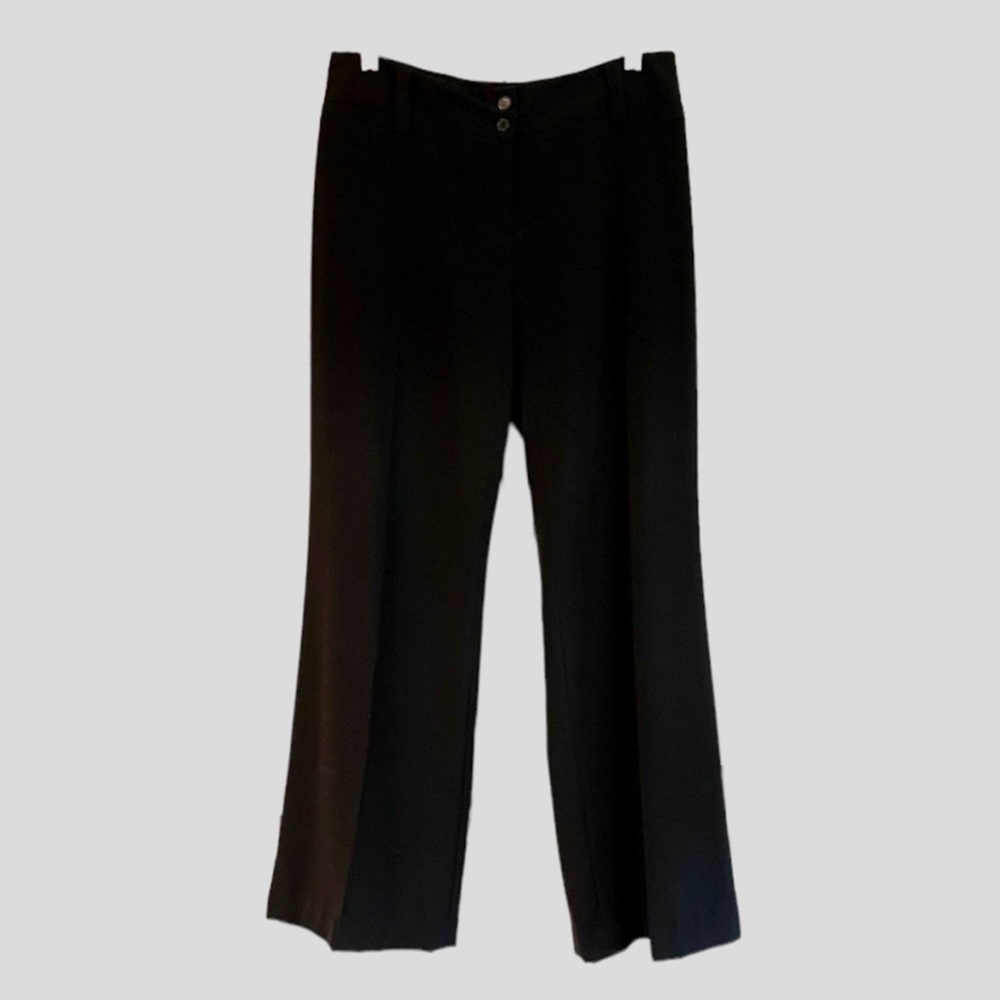 AB STUDIO, WOMENS BLACK, DRESS PANTS. SITS JUST BELOW WAIST. WIDE LEG. SIZE 6.